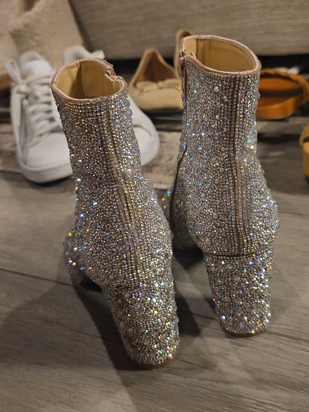 Betsey Johnson Crystal-Covered Pointed Toe Ankle Boots in Silver - Picture 4 of 5